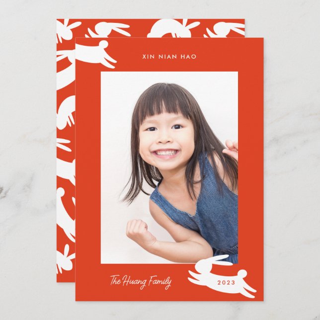 Chinese New Year 2023 Rabbit Photo Holiday Card (Front/Back)