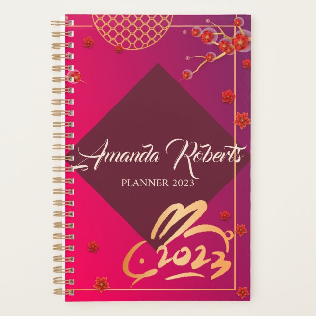 Chinese New Year 2023 Rabbit  Plum Blossom Flowers Planner (Front)