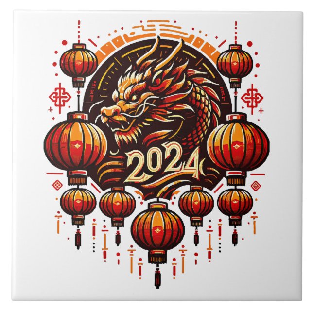  chinese new year 2024 ceramic tile (Front)