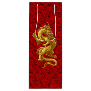 Chinese New Year 2024 Gold Dragon Wine Gift Bags