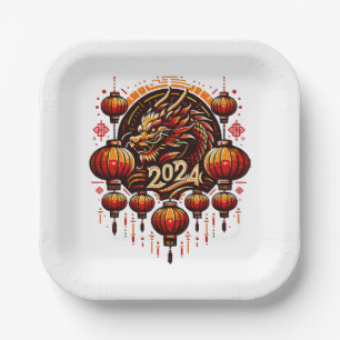 chinese new year 2024 paper plate
