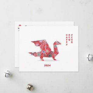 Chinese New Year 2024 Red Origami Dragon Holiday Card