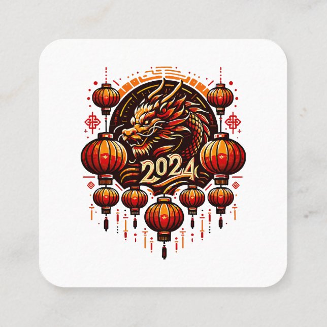  chinese new year 2024 square business card (Back)