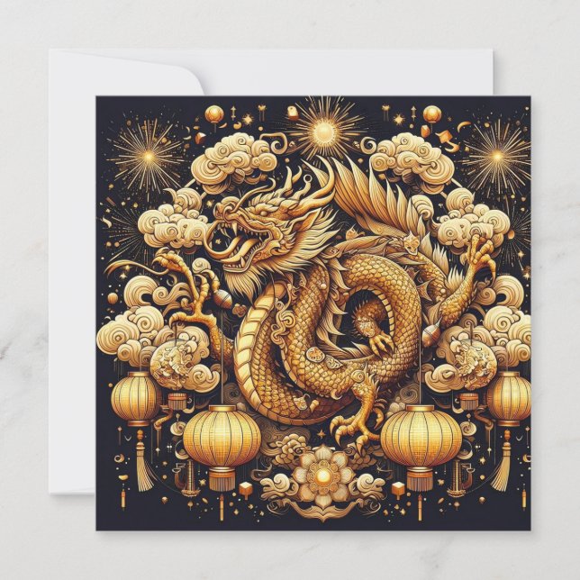 Chinese New Year 2024 Year of The Dragon Holiday Card (Front)