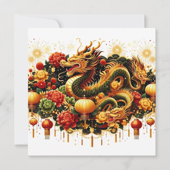 Chinese New Year 2024 Year of The Dragon Holiday Card (Front)