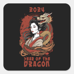 Chinese New Year   2024 Year Of The Dragon Square Sticker