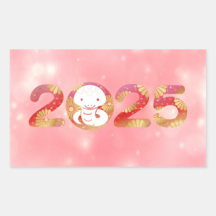 Chinese New Year 2025 Celebration Design Rectangular Sticker