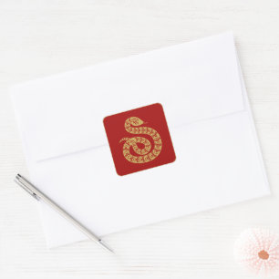 Chinese New Year 2025 Gold Snake Square Sticker