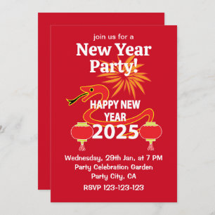 Chinese New Year 2025 Snake Chinese New Year  Invitation