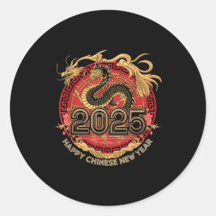 Chinese New Year 2025 Traditional Happy New Year Classic Round Sticker