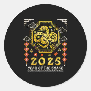 Chinese New Year 2025 Wood Snake Lucky Zodiac Fami Classic Round Sticker
