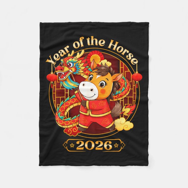 Chinese New Year 2026 Clothes Boys Girls Year Of T Fleece Blanket (Front)