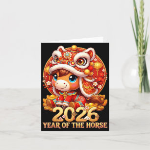 Chinese new year 2026 fire horse year of the horse card