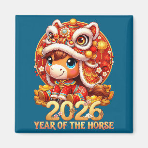 Chinese new year 2026 fire horse year of the horse magnet
