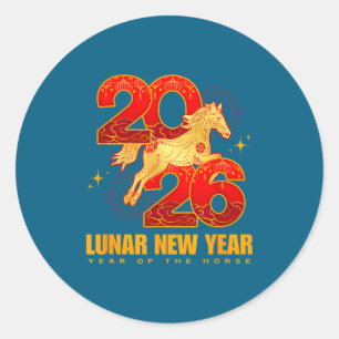 Chinese New Year 2026 Horse Classic Round Sticker