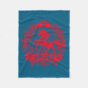 Chinese New Year 2026 Horse Design Fleece Blanket