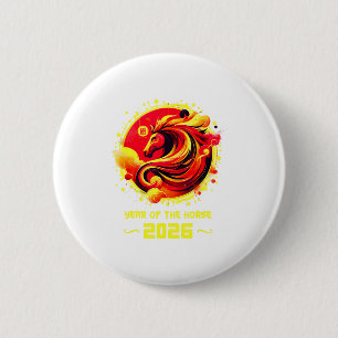 Chinese New Year 2026 Horse Happy Chinese New Year 6 Cm Round Badge