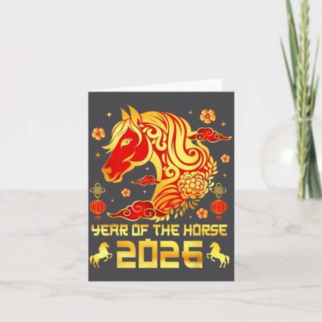 Chinese New Year 2026 Horse Happy Chinese New Year Card (Front)