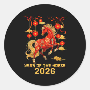 Chinese New Year 2026 Horse Happy Chinese New Year Classic Round Sticker