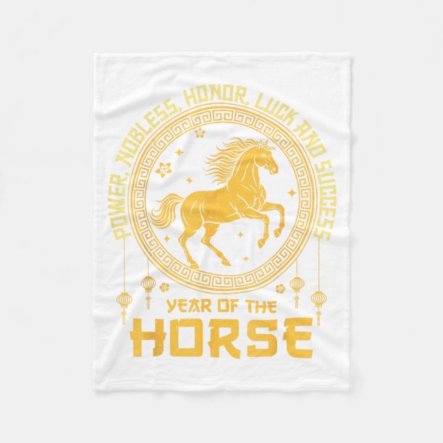 Chinese New Year 2026 Horse Happy Chinese New Year Fleece Blanket (Front)