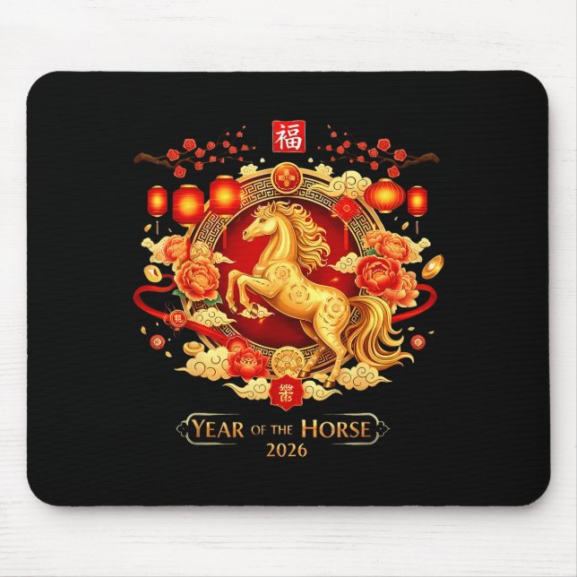 Chinese New Year 2026 Horse Happy Chinese New Year Mouse Pad (Front)