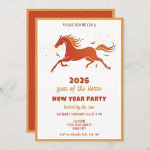 Chinese New Year 2026 Horse Ink New Year Party Invitation