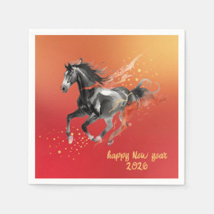 Chinese New Year 2026 Horse Ink New Year Party Napkin