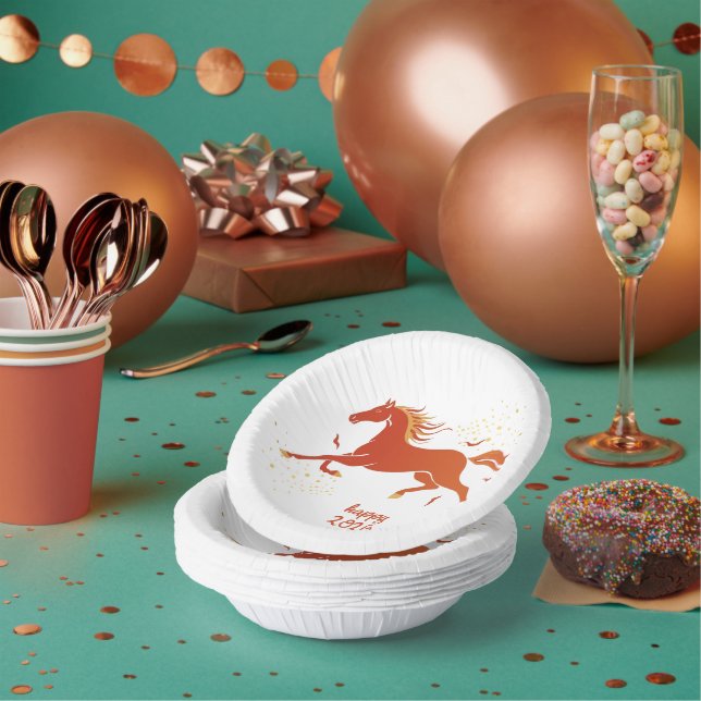 Chinese New Year 2026 Horse Ink New Year Party Paper Plate (Multi)