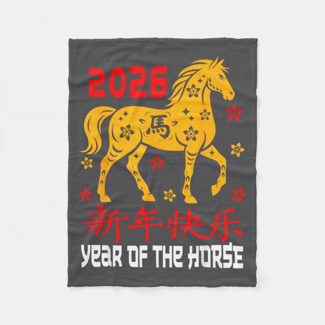 Chinese New Year 2026 Horse Lunar Year Of The Hors Fleece Blanket (Front)