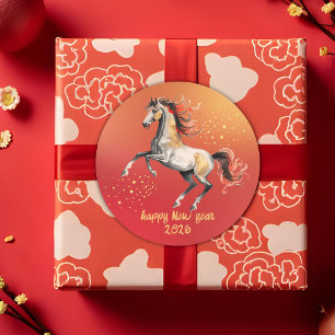 Chinese New Year 2026 Horse New Year Party Classic Round Sticker