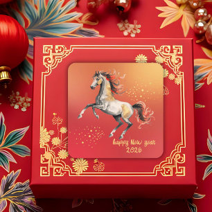 Chinese New Year 2026 Horse New Year Party Square Sticker