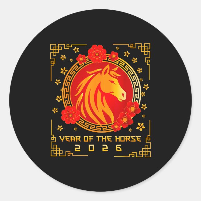 Chinese New Year 2026 Of The Horse Lunar New Year  Classic Round Sticker (Front)