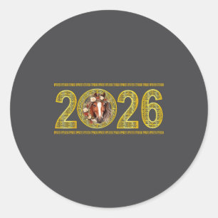 Chinese New Year 2026 Of The Horse Lunar New Year  Classic Round Sticker