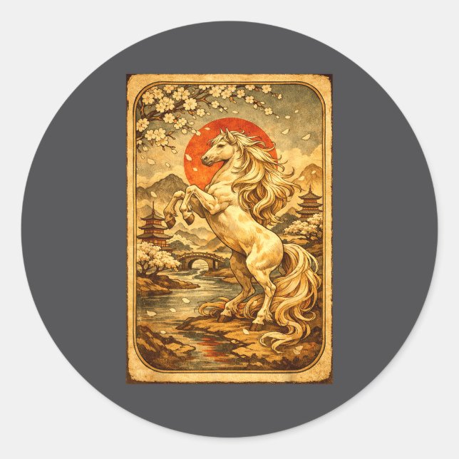 Chinese New Year 2026 Of The Horse Lunar New Year  Classic Round Sticker (Front)