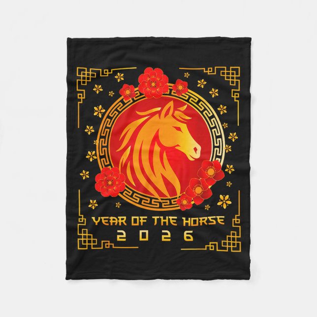 Chinese New Year 2026 Of The Horse Lunar New Year  Fleece Blanket (Front)