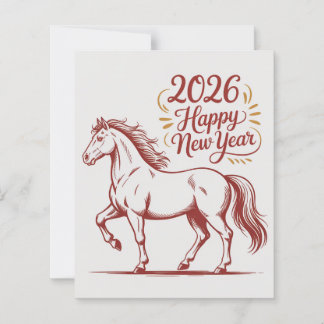 Chinese New Year 2026 Red Fire Horse Card