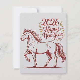 Chinese New Year 2026 Red Fire Horse Card