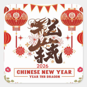 Chinese new year 2026 year of the dragon square sticker