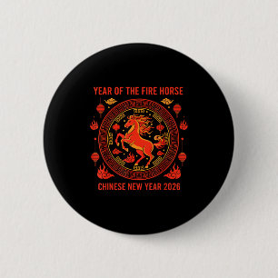 Chinese New Year 2026 Year Of The Fire Horse 6 Cm Round Badge