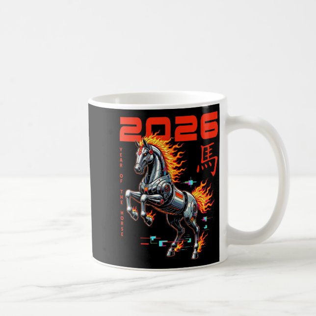 Chinese New Year 2026 Year Of The Fire Horse Cyber Coffee Mug (Right)