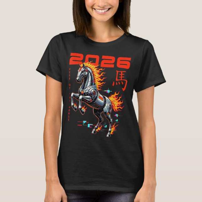 Chinese New Year 2026 Year Of The Fire Horse Cyber T-Shirt (Front)
