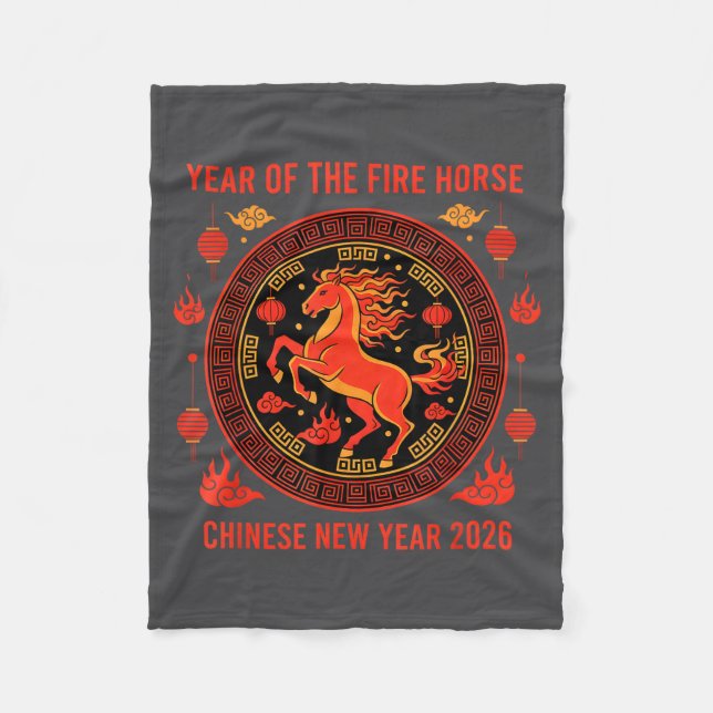 Chinese New Year 2026 Year Of The Fire Horse  Fleece Blanket (Front)