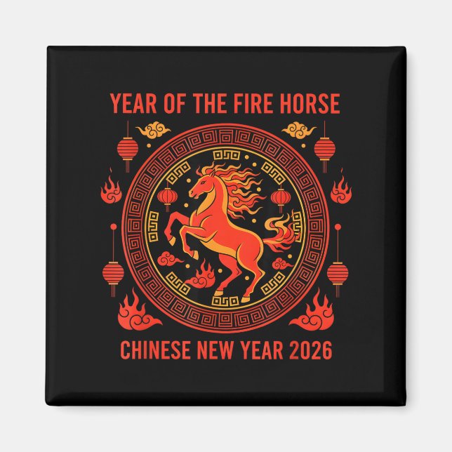 Chinese New Year 2026 Year Of The Fire Horse  Magnet (Front)