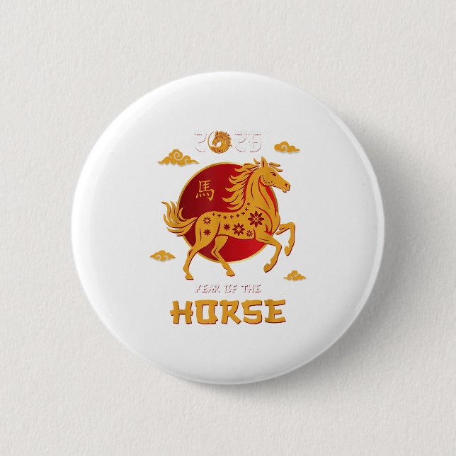 Chinese New Year 2026 Year Of The Horse  6 Cm Round Badge (Front)