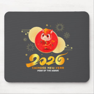 Chinese New Year 2026 Year Of The Horse Cartoon Cu Mouse Pad