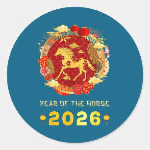 Chinese New Year 2026 Year Of The Horse Chinese Zo Classic Round Sticker
