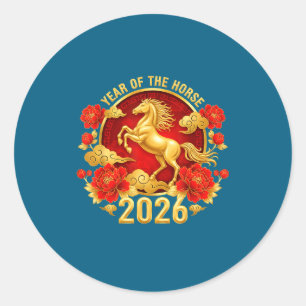Chinese New Year 2026 Year Of The Horse  Classic Round Sticker