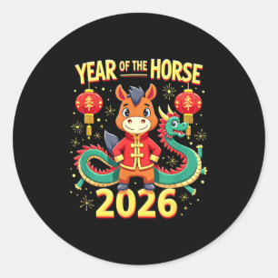 Chinese New Year 2026 Year Of The Horse  Classic Round Sticker