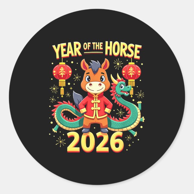 Chinese New Year 2026 Year Of The Horse  Classic Round Sticker (Front)