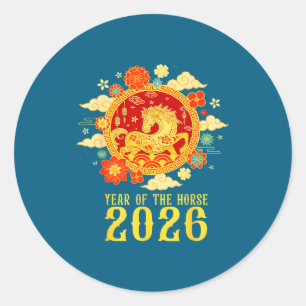 Chinese New Year 2026 Year Of The Horse  Classic Round Sticker